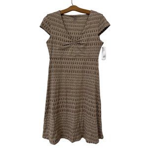 Toad & Co Rosemarie Brown Leaf Dress Women S A Line Knee Length Brown Cream Orga